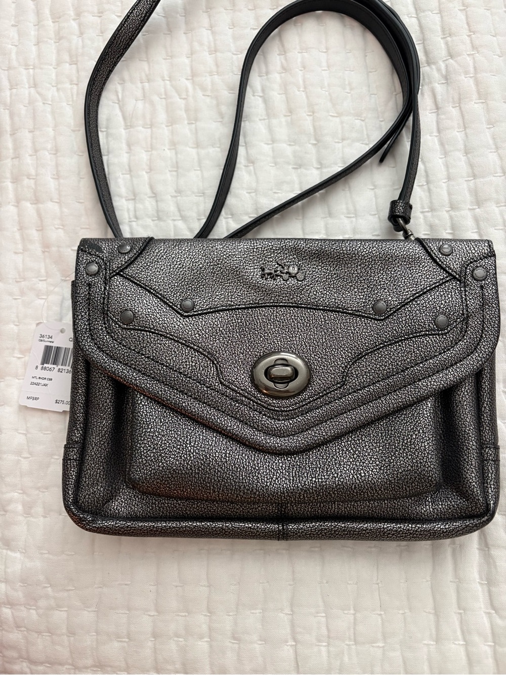 COACH RHYDER METALLIC LEATHER CROSSBODY – STYLE #36134